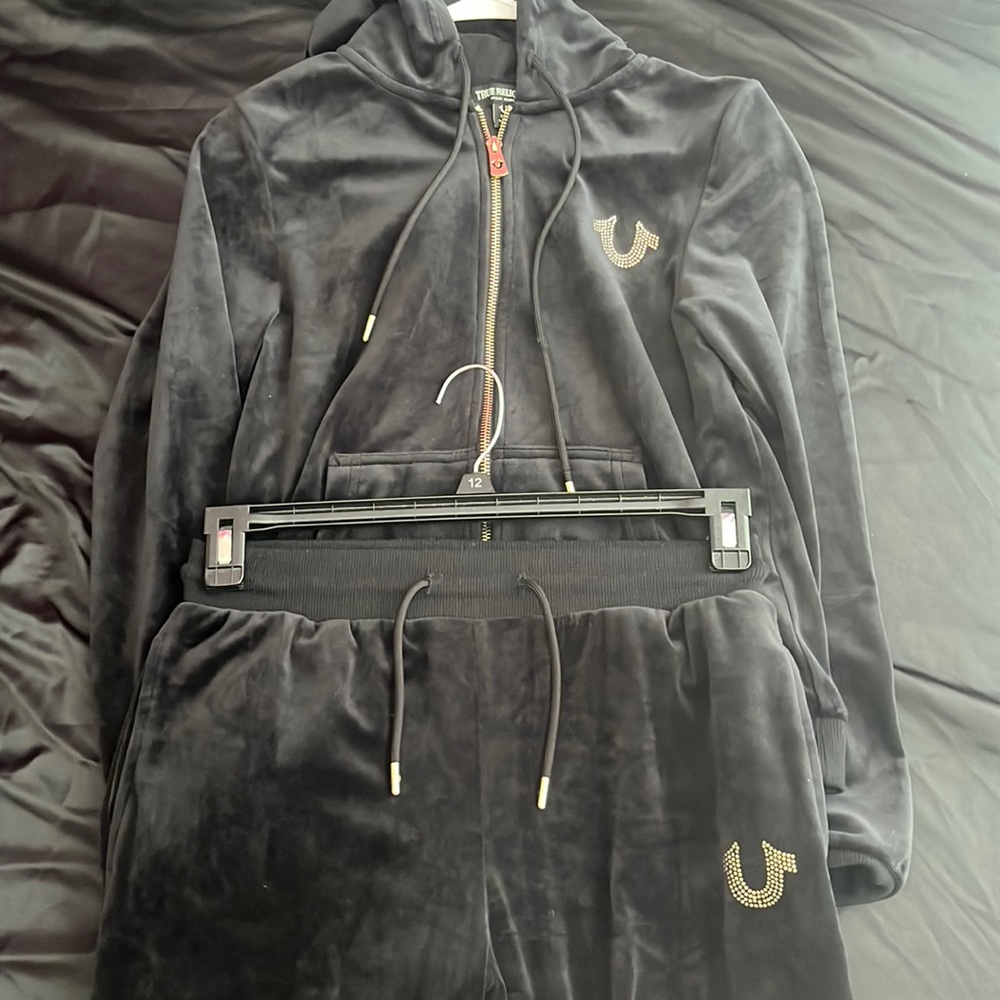 True Religion Black Suede Jumpsuit